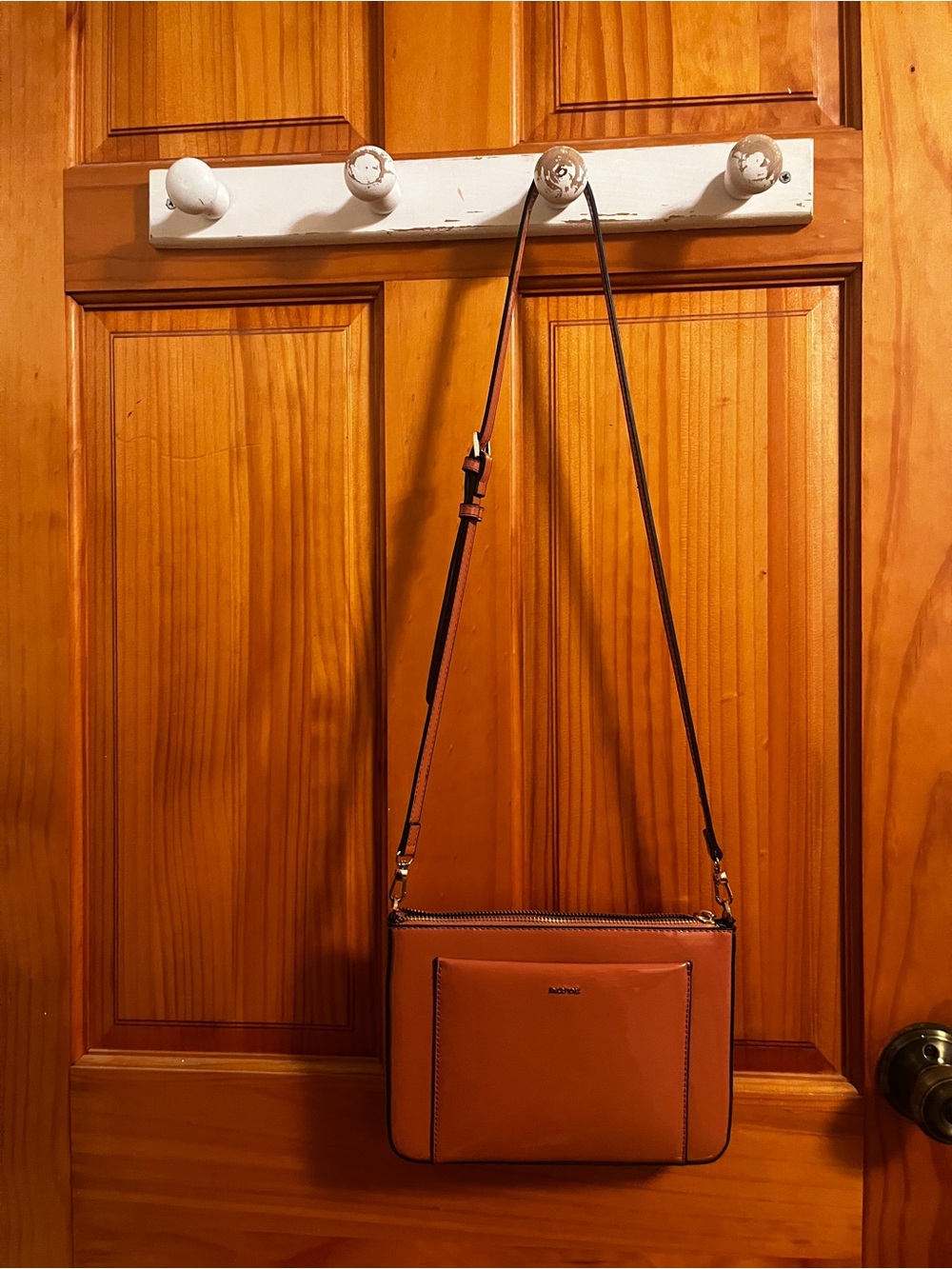 Pink Leather Crossbody Bag - pink/mauve